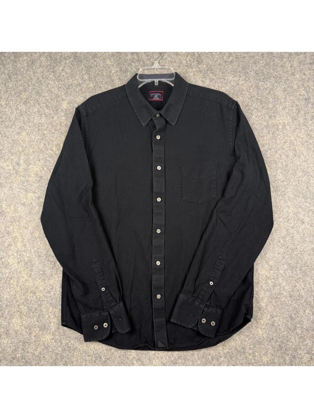 UNTUCKit Long Sleeve Button Front Slim Fit Flannel Shirt Black Size Large 590